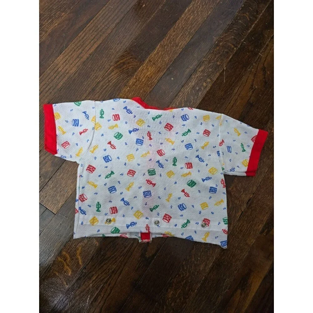 Vintage 90s Primary Colors Musical Instruments Baby Top